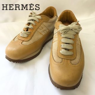 エルメス(Hermes)の美品☆HERMES スニーカー クイック キャンバスレザー エルメス(スニーカー)