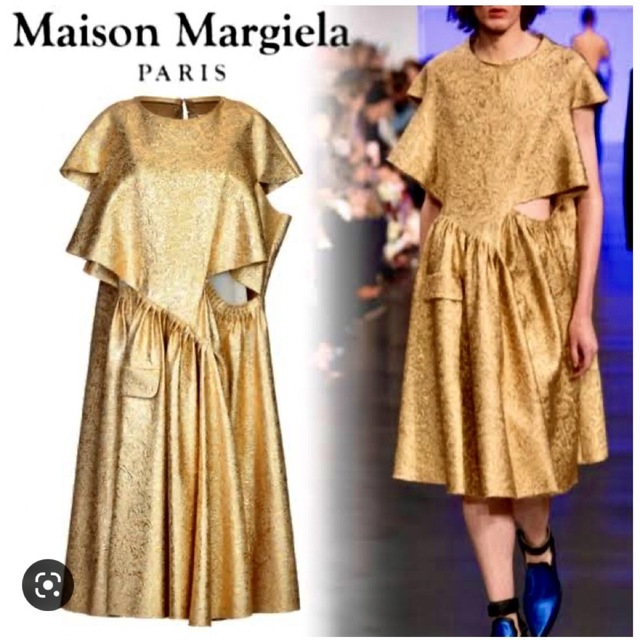 ひざ丈ワンピース新品■Maison Margielaメゾンマルジェラ■アシンメトリードレス