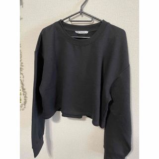 ザラ(ZARA)のZARAプラッシュジャージフーディー♡ブラック(トレーナー/スウェット)