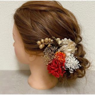 ヘアアクセ　生花　ドライフラワー　和装(ヘアアクセサリー)