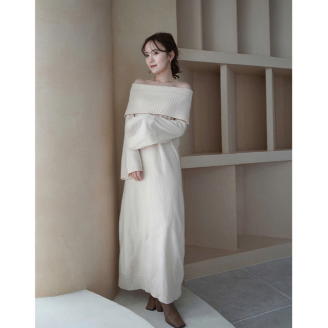 acka off shoulder knit one-piece - ロングワンピース/マキシワンピース