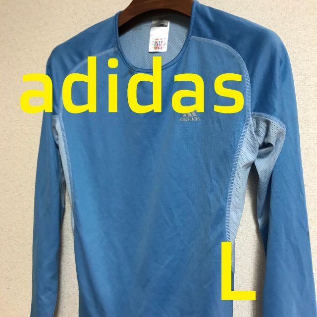 adidas(アディダス)のadidas　アディダス 　スポーツウェア　シャツ　Lサイズ 　青色系　古着 メンズのトップス(Tシャツ/カットソー(七分/長袖))の商品写真