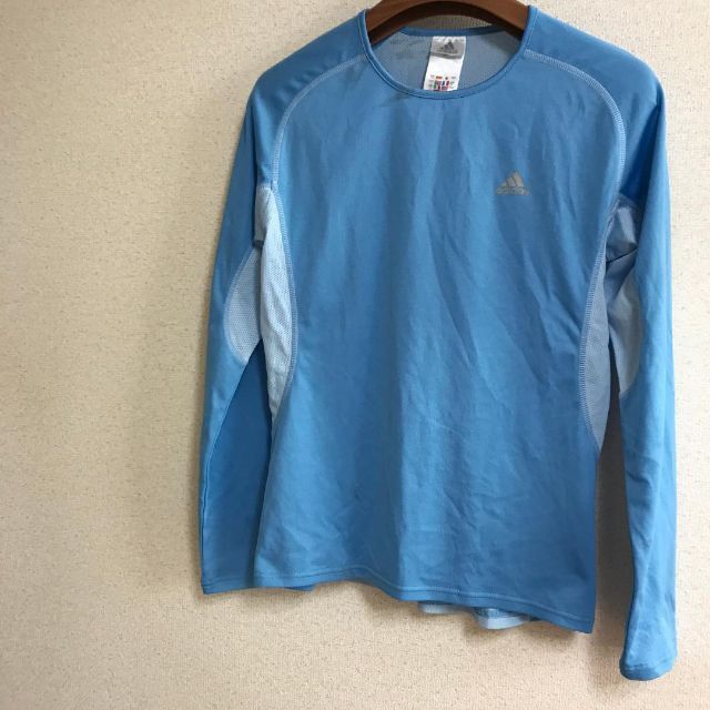 adidas(アディダス)のadidas　アディダス 　スポーツウェア　シャツ　Lサイズ 　青色系　古着 メンズのトップス(Tシャツ/カットソー(七分/長袖))の商品写真