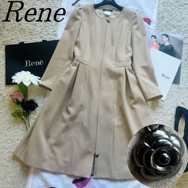 送料込・まとめ買い 【美品】Rene コートワンピース ベージュ カメリア