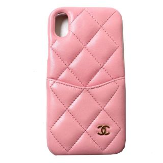 シャネル(CHANEL)の良品◎CHANEL シャネル A83565 アイフォンケース X／XS ココマーク マトラッセ ラムスキン ピンク 箱・保管袋・ギャランティカード・シール(iPhoneケース)