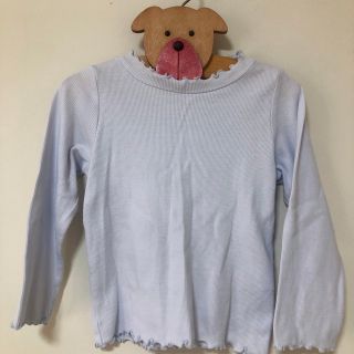 プティマイン(petit main)の美品　リブトップス　ロンT 水色　ペールブルー　メロウ(Tシャツ/カットソー)