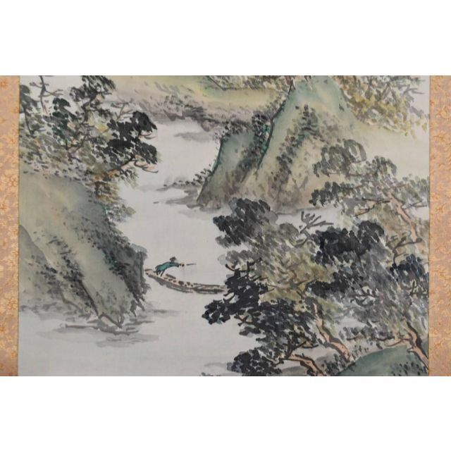 真作】幕田青坡/湖畔清境図/掛軸☆宝船☆AA-964 | tradexautomotive.com