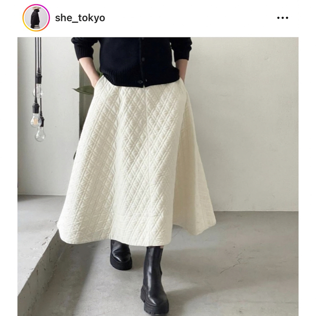 新品　SHE Tokyo  Jenny velvet quilt ホワイト　34