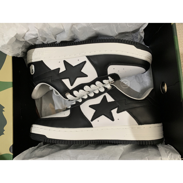 マリナボーダー ☆新品☆ APE bapesta ホワイト ブラック レザー 26cm