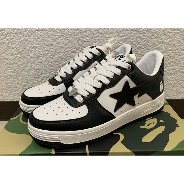 ★新品★ APE bapesta ホワイト ブラック レザー 27cm kaws