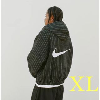 XL NIKE x Stussy ストライプウールジャケット 新品 黒 ナイキ(ブルゾン)