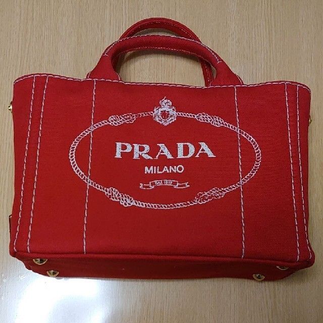 新品即決 PRADA - 【新品未使用】PRADA カナパ 赤ギンガムチェック