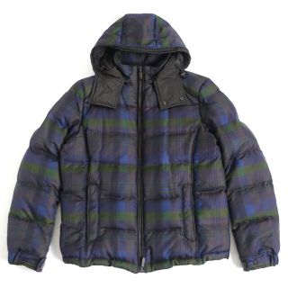 エトロ(ETRO)の良品□ETRO/エトロ　チェック/裏地ペイズリー柄　フーデッド　ダブルジップ　ダウンジャケット　パープル系　XS　正規品　メンズオススメ◎(ダウンジャケット)