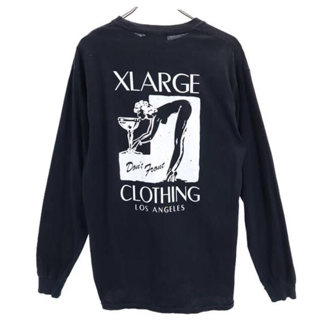 エクストララージ バックプリント 長袖 Tシャツ M ブラック系 XLARGE ロンT メンズ   【230228】