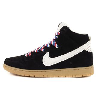 ナイキ(NIKE)のNIKE ナイキ ×FLY DUNK HIGH PREMIUM SB BARBERSHOP 313171-021 ダンク ハイ プレミアム SB スニーカー シンプル 靴 ブラック ホワイト シンプル カジュアル ブランド サイズ：28cm US10 【メンズ】【中古】【美品】【R039】(スニーカー)