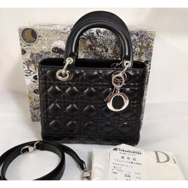 大好き 美品 //レディディオール ブラック -LadyDior ショルダーバッグ