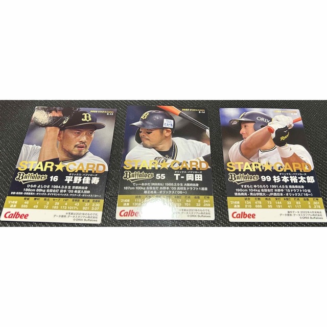 オリックス・バファローズ - 金箔サイン T-岡田 杉本祐太郎 平野佳寿