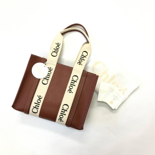 100%正規品 キャンバス ロゴ Woody ☆美品☆Chloe リボン トートバッグ