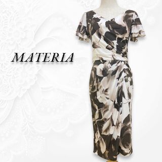 マテリア(MATERIA)のMATERIA マテリア カシュクールワンピース フレア袖 半袖 ブラウン系(ひざ丈ワンピース)