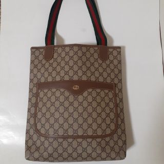 グッチ(Gucci)のグッチ シェリーライン レザー トートバッグ ハンドバッグ ブラウン(トートバッグ)