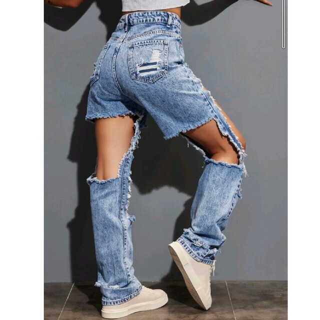 SHEIN スーパーダメージデニムパンツの通販 by GEMINI's shop|ラクマ