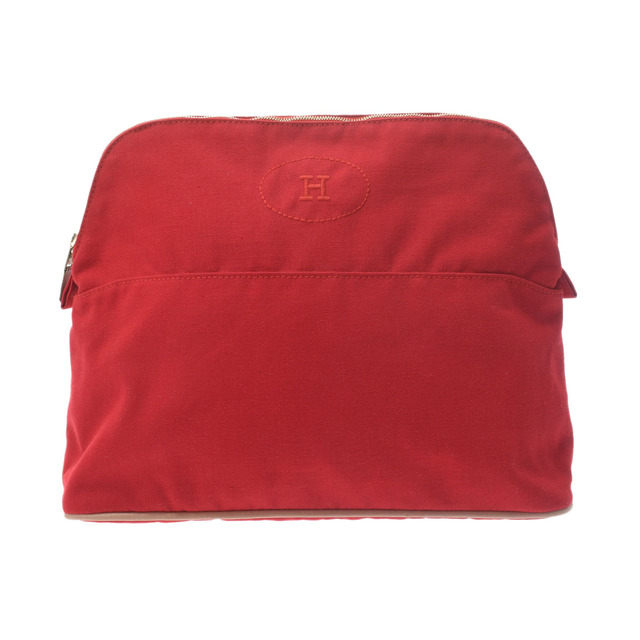 中古 エルメス HERMES レディース ポーチ レッド /ゴールド金具 キャンバス - 1