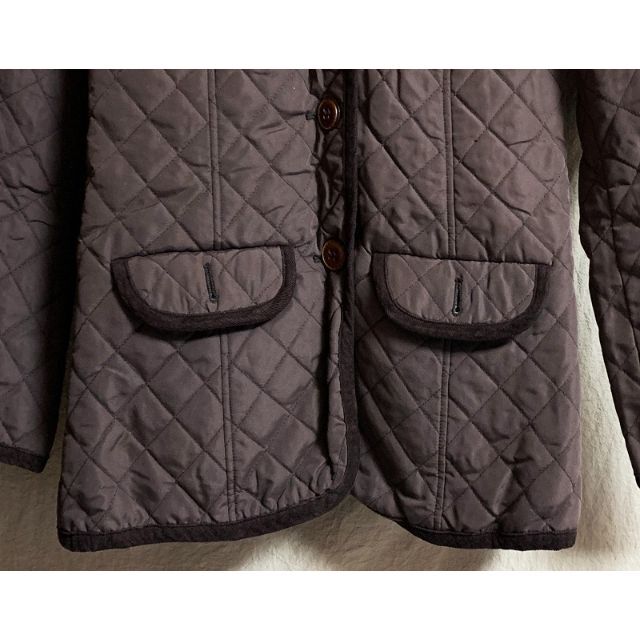 Maca/フード付き（取外し可）裏地花柄キルティングジャケット ブラウン M レディースのジャケット/アウター(ダウンジャケット)の商品写真