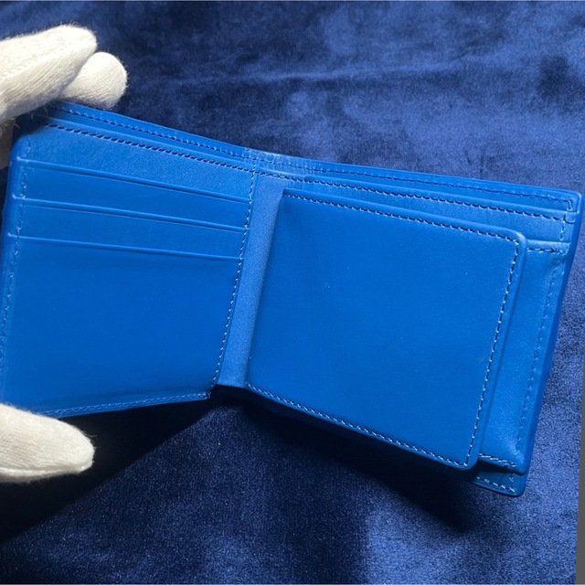 未使用/高品質/クロコダイル折り財布/アズールカラー 2
