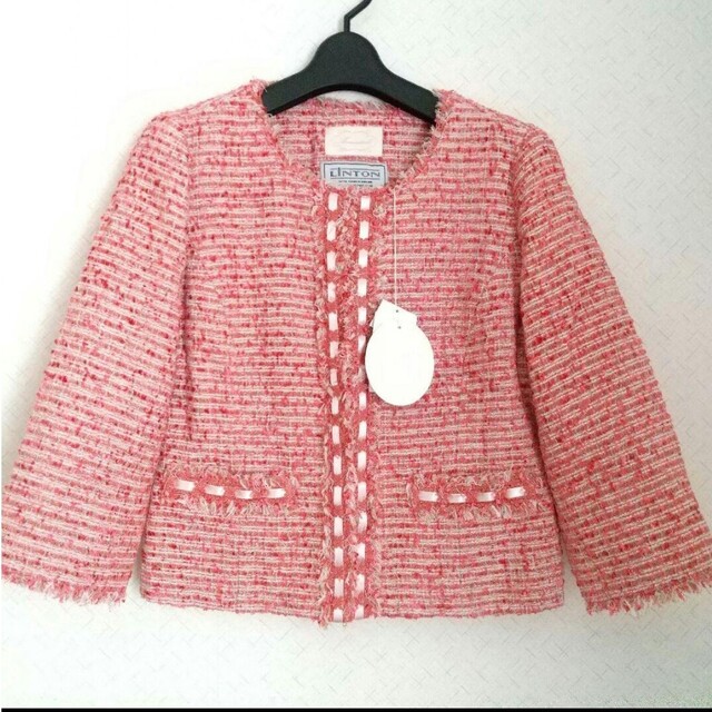【タグ付き】アベニールエトワール ツイード ノーカラー LINTON ジャケット