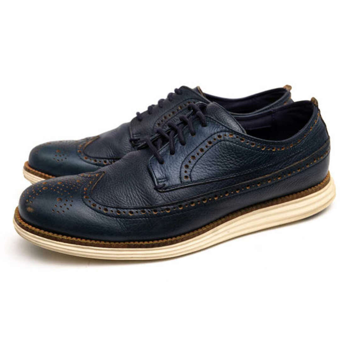 コールハーン／COLE HAAN シューズ 靴 メンズ 男性 男性用レザー 革 本革 ネイビー 紺  C24530 LUNARGRAND WING TIP ルナグランド ルナソール ウイングチップ シボ革 シュリンクレザー