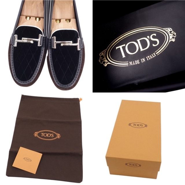 美品 トッズ TOD'S シューズ ドライビングシューズ ローファー スウェード ベロア ホースビット レディース 靴 39(26cm相当) ブラウン/ブラック