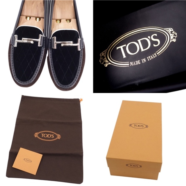 TOD'S(トッズ)の美品 トッズ TOD'S シューズ ドライビングシューズ ローファー スウェード ベロア ホースビット レディース 靴 39(26cm相当) ブラウン/ブラック レディースの靴/シューズ(ローファー/革靴)の商品写真