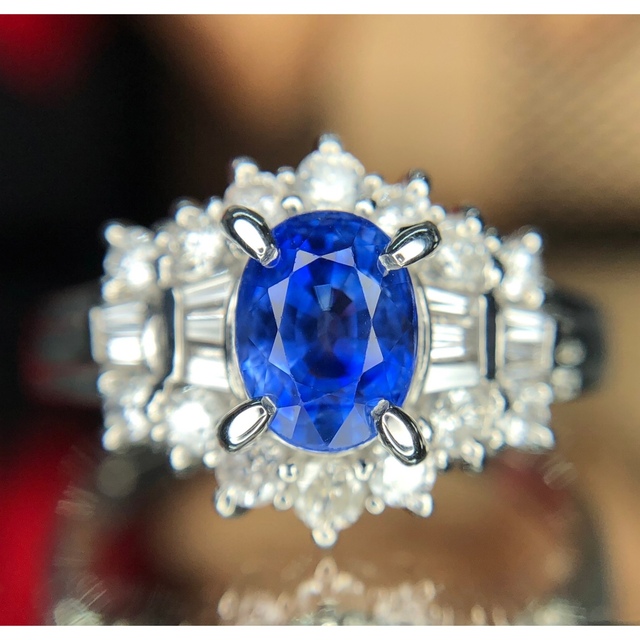 うっとり　コーンフラワー系　サファイア　ダイヤモンドpt900リング レディースのアクセサリー(リング(指輪))の商品写真