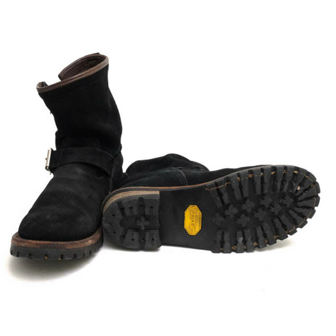 ブラザーブリッジ／BROTHER BRIDGE エンジニアブーツ シューズ 靴 メンズ 男性 男性用スエード スウェード レザー 革 本革 ブラック 黒  BBB-A005 HUDSON SHORT ENGINEER BOOTS ショートエンジニア Vibramソール メンズの靴/シューズ(ブーツ)の商品写真