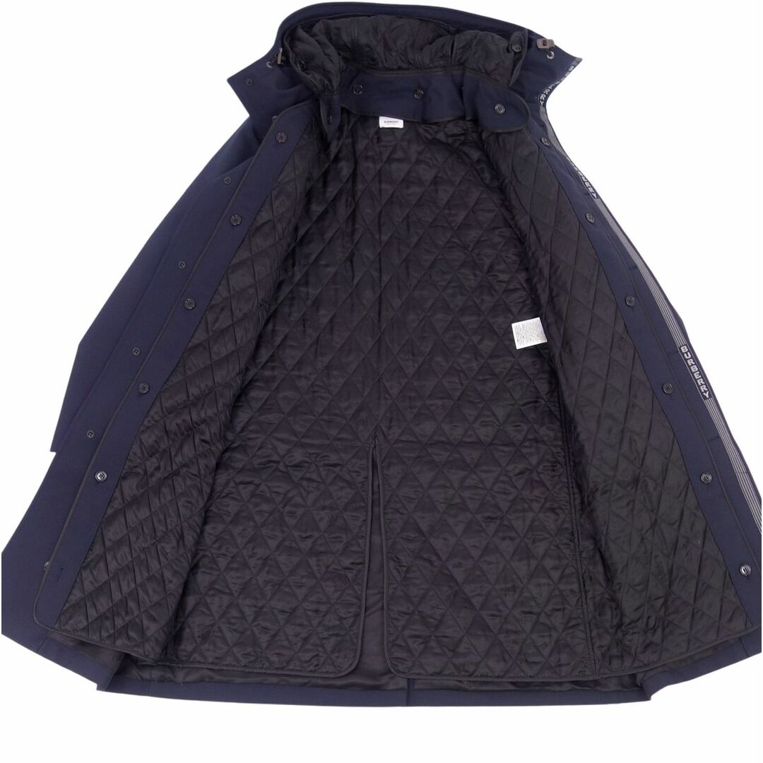 美品 バーバリー BURBERRY コート ロゴ ライナー付き フード ロングコート メンズ アウター 48(M相当) ネイビー