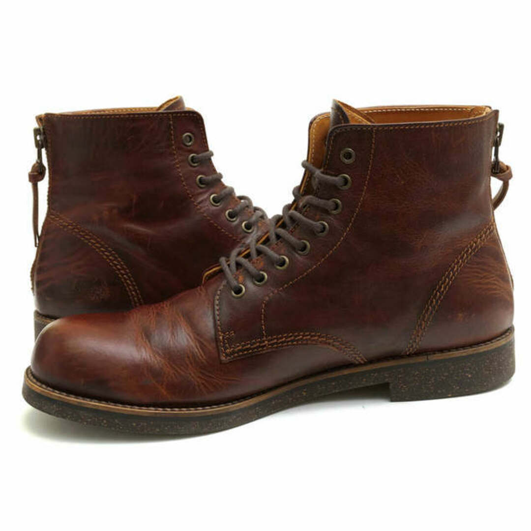 パドローネ/PADRONE バックジップブーツ シューズ 靴 メンズ 男性 男性用レザー 革 本革 ブラウン 茶 PU8054-1108-13A LACE UP BOOTS with BACK ZIP EX コルクソール プレーントゥ バックジップ ヴィンテージ加工