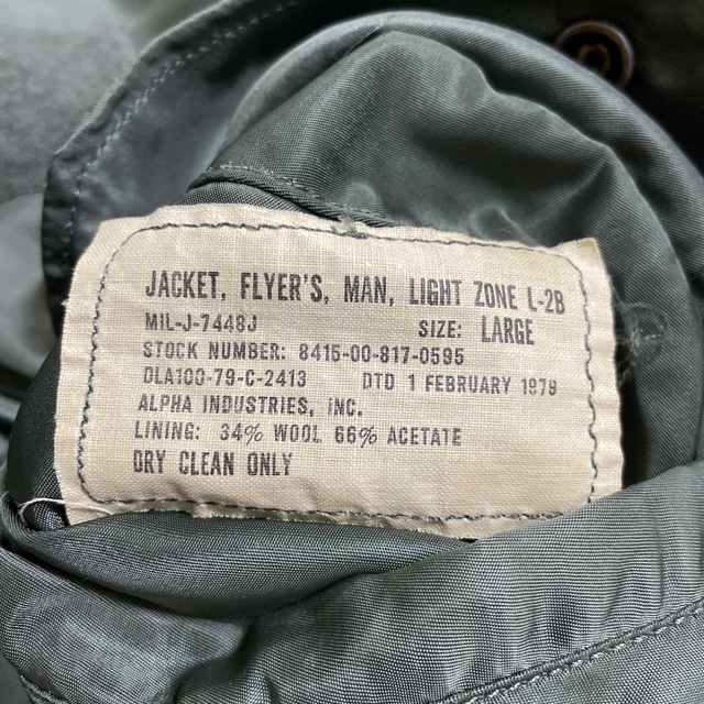 ALPHA INDUSTRIES(アルファインダストリーズ)の70s ビンテージ L-2B フライトジャケット 米軍実物 ma-1 usaf メンズのジャケット/アウター(フライトジャケット)の商品写真