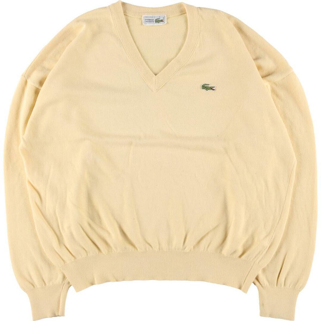 80年代 ラコステ LACOSTE Vネック コットンニットセーター フランス製 6 メンズXL ヴィンテージ /eaa304989