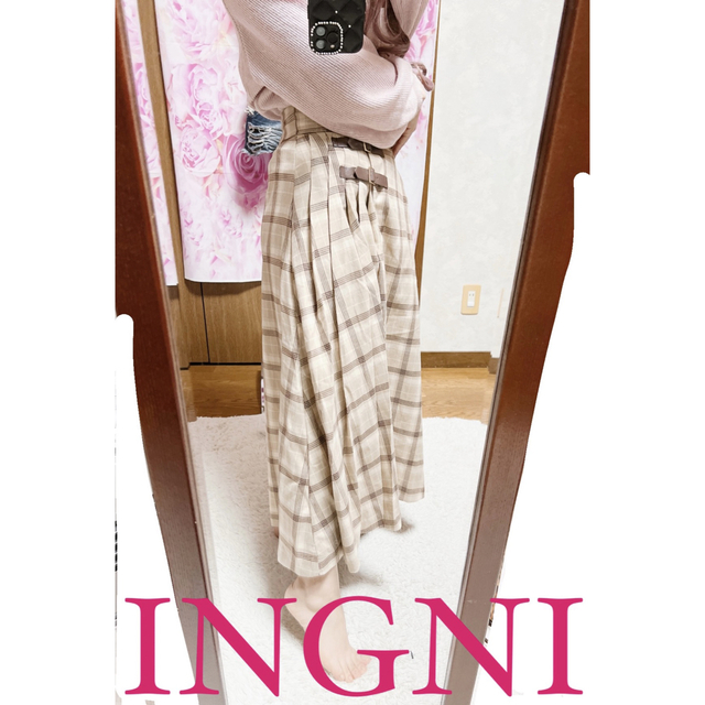 INGNI(イング)の5213.INGNI チェック柄 巻きスカート風 ベルトデザイン ロングスカート レディースのスカート(ロングスカート)の商品写真