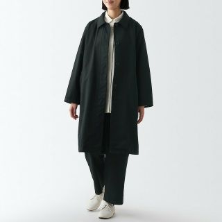 ムジルシリョウヒン(MUJI (無印良品))の◆新品◆ 無印良品 木の実から作ったカポック混 ステンカラーコート／黒／Ｍ(ロングコート)