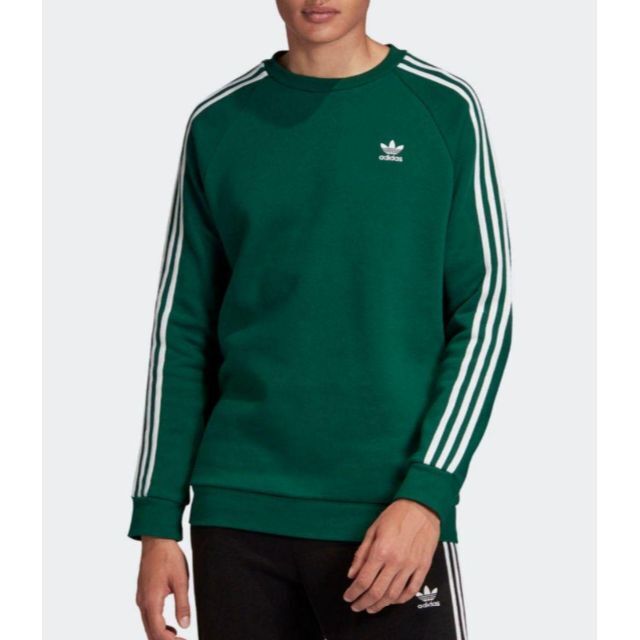 アディダス 濃緑 スウェット adidas トレーナー XL スリーストライプス