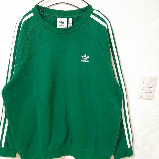 アディダス 濃緑 スウェット adidas トレーナー XL スリーストライプス