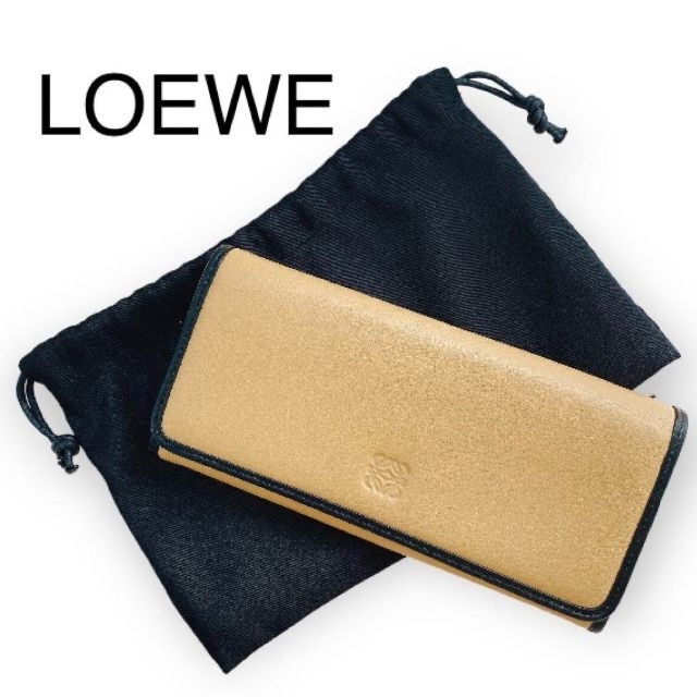 LOEWE ロエベ アマソナ フラップ 長財布 ベージュ-