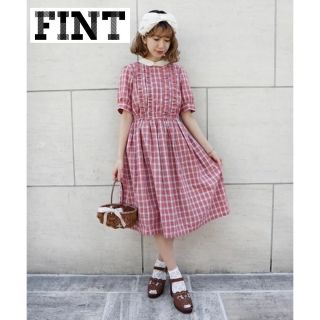 フィント(F i.n.t)の【美品♡】Fint クレリック衿チェック柄ワンピース(ひざ丈ワンピース)