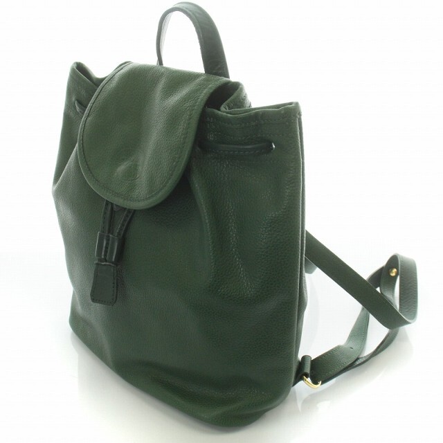 LONGCHAMP(ロンシャン)のロンシャン LONGCHAMP リュックサック バックパック 巾着 レザー 緑 レディースのバッグ(リュック/バックパック)の商品写真