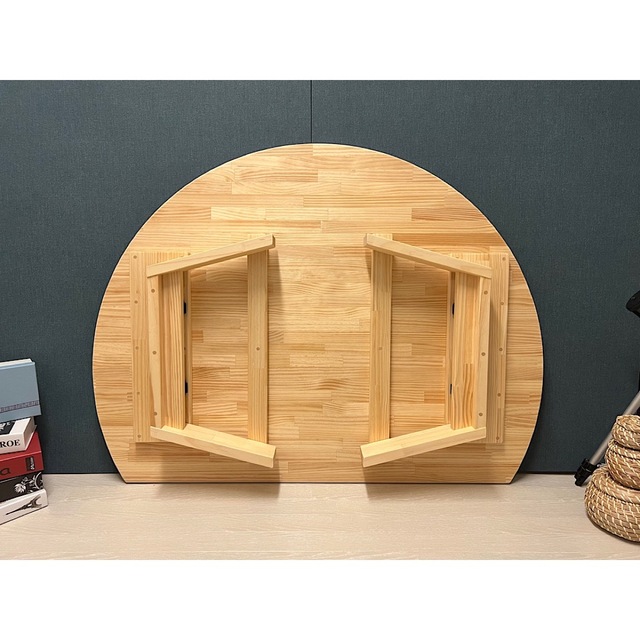 【送料無料】 ローテーブル 半月形 かまぼこ 120×90cm パイン 折畳脚