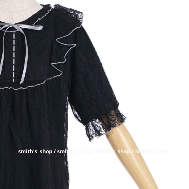 axes femme バイカラーレーストップス 黒