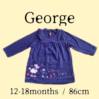 【George】わんちゃん刺繍コットンワンピース86cm(ワンピース)