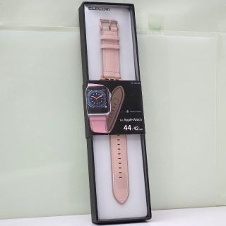 Apple Watch 45/44/42mm ハイブリッドレザーバンド ピンク(レザーベルト)