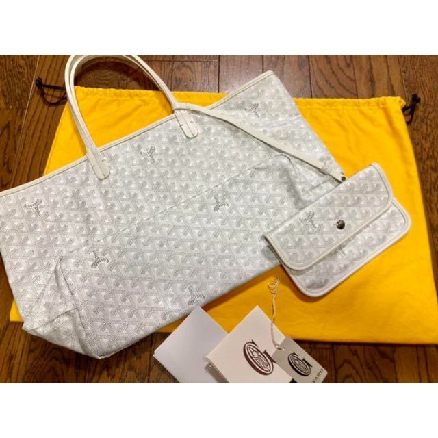 驚きの値段】 GOYARD - ホワイト ゴヤール サンルイPM トートバッグ